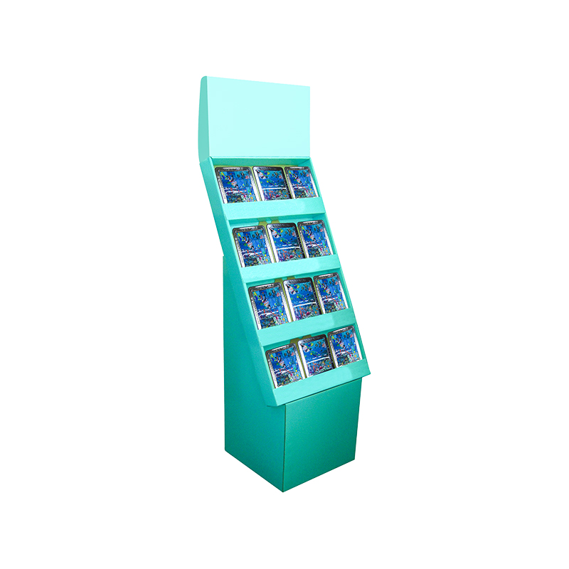 Ang Biodegradable Sturdy Four-Tier Cardboard Display ay tumayo para sa mga benta ng supermarket