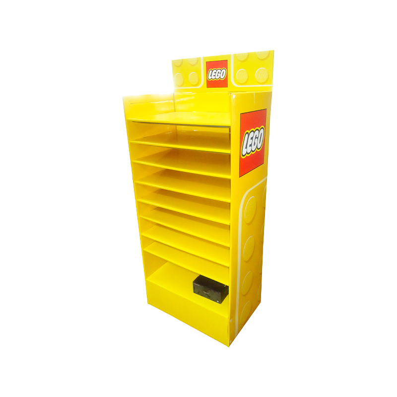 Eco-friendly LEGO-style corrugated display stand para sa supermarket